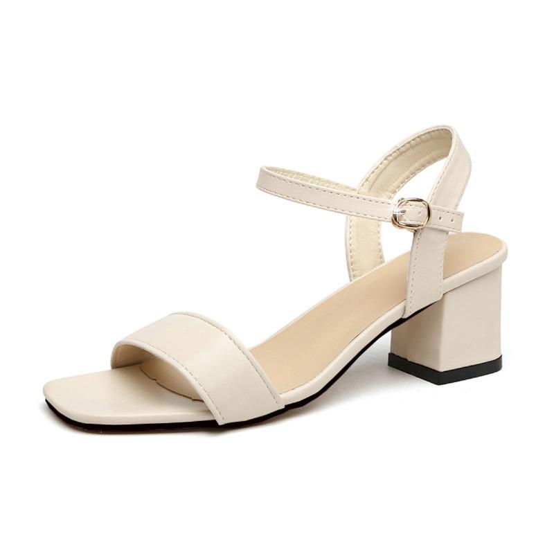 Special women's shoes plus size sandals women's new fashion one-word buckle strap thick heel evening high heels
