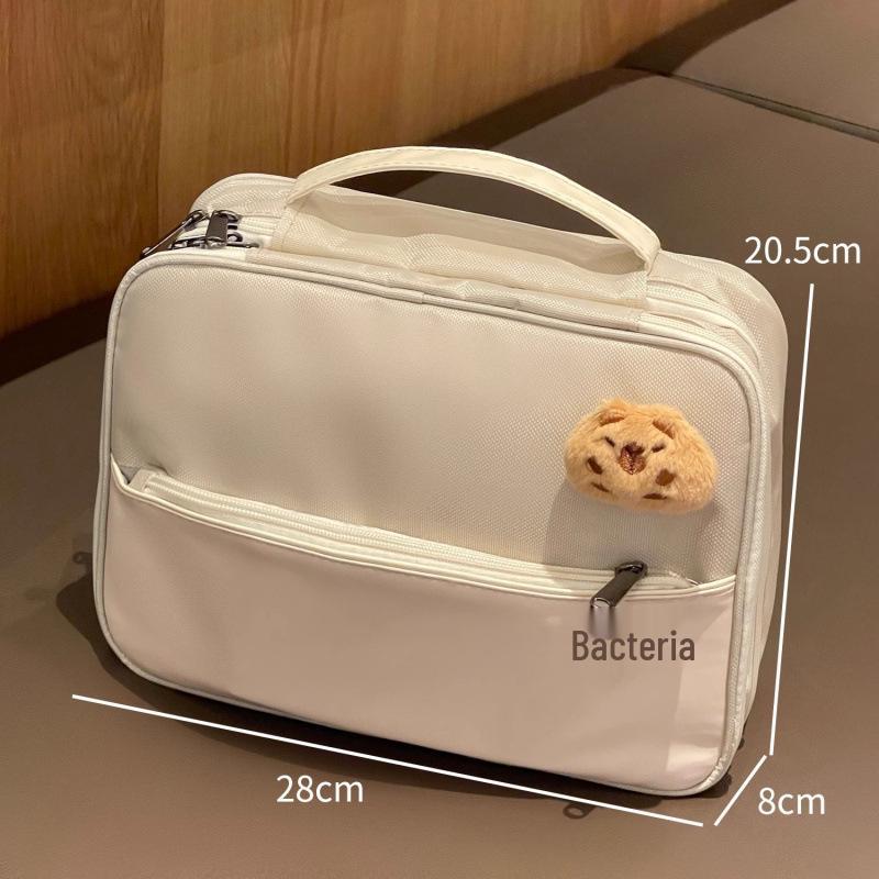 Large Capacity Cute Women's Makeup Bag - Portable Travel Cosmetic Organizer with Brush Partition