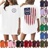 Womens Short Sleeve Crew Neck Loose Fit T Shirt with 1776 2026 Print and Distressed Flag Graphic Casual Top