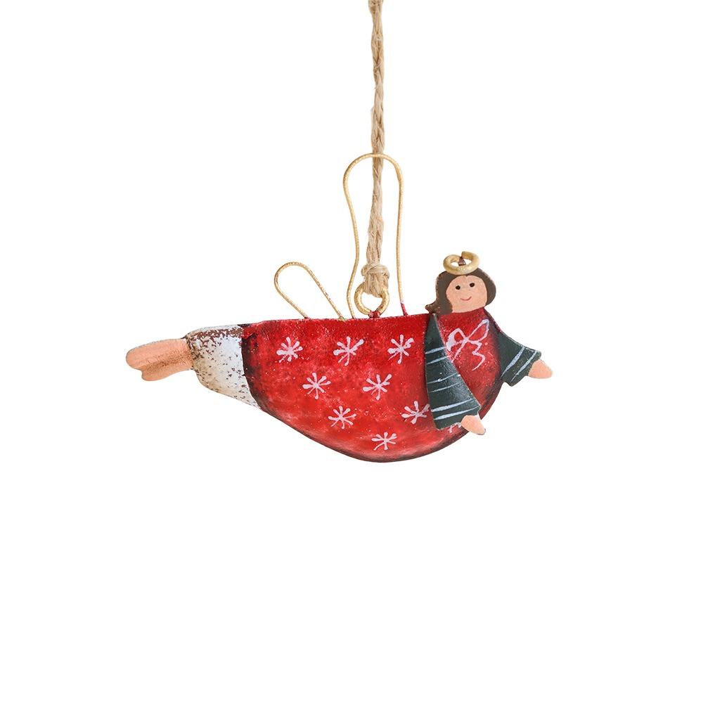 Multicolor Christmas Hanging Decorations Iron Art Cartoon Angel Girl Drop Ornament Retro Xmas Tree Embellishment