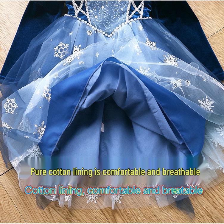 2025 Autumn/Winter Frozen Princess Elsa Long Sleeve Dress for Halloween and Holiday Gifts