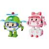 Transformable Robot Toys Set of 2, Car Amber+Helly, Plastic Material, Pink/Green