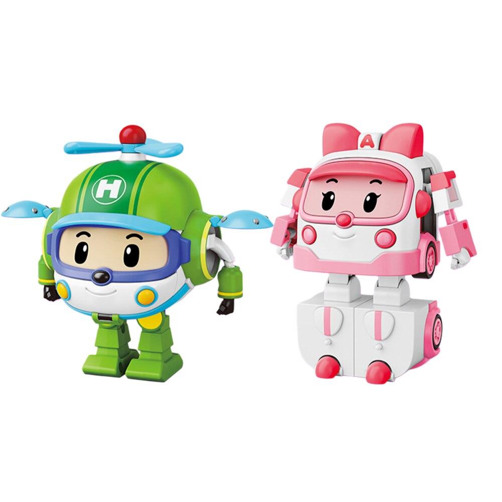 Transformable Robot Toys Set of 2, Car Amber+Helly, Plastic Material, Pink/Green