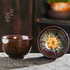 Jian Zhan Kiln-Change Ceramic Sand Gold Tea Cup - Hat-Shaped Tea Tasting Bowl