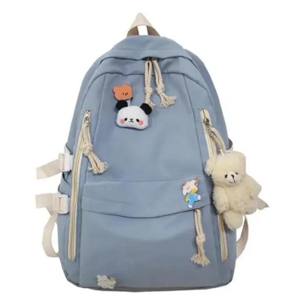 Girls Black Travel Waterproof School Bag Women New Nylon Laptop Book Bag Trendy Fashion Cute Female Ladies College Backpack Cool
