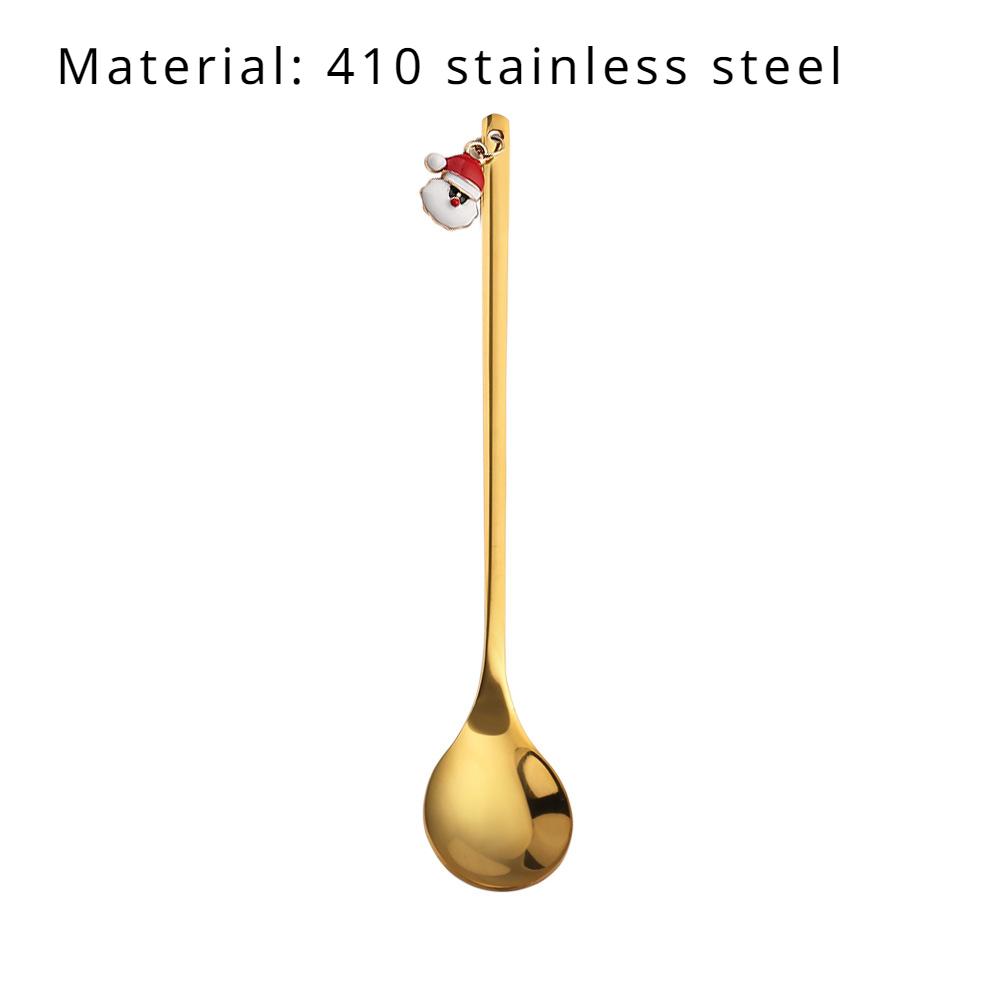 HANYANG Stainless Steel Christmas Dessert Spoon and Fork Gift Set Fruit Fork Father Christmas Coffee Spoon Hotel Household Tableware