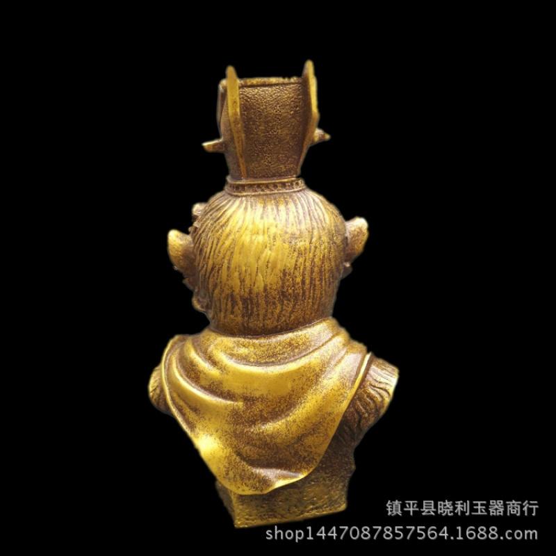 Jahr des Glücksbringenden Bronzenen Affenkönigs Statue Sun Wukong Kopfschmuck Messing Handwerk