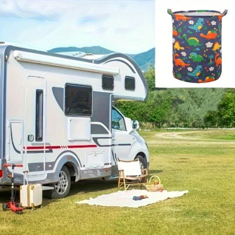 Dinosaur Pattern Storage Basket Colorful Nylon Fabric Durable Large Capacity Organizer Clothes Toys Home Dorms Storage Supplies