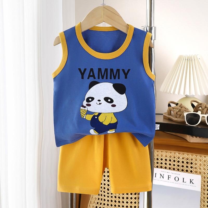 2pcs/set Children Sets Kids Cartoon Vest Suit Summer Sleeveless Tank Tops + Shorts Set Toddler Baby Boys Girls Outfits Clothes