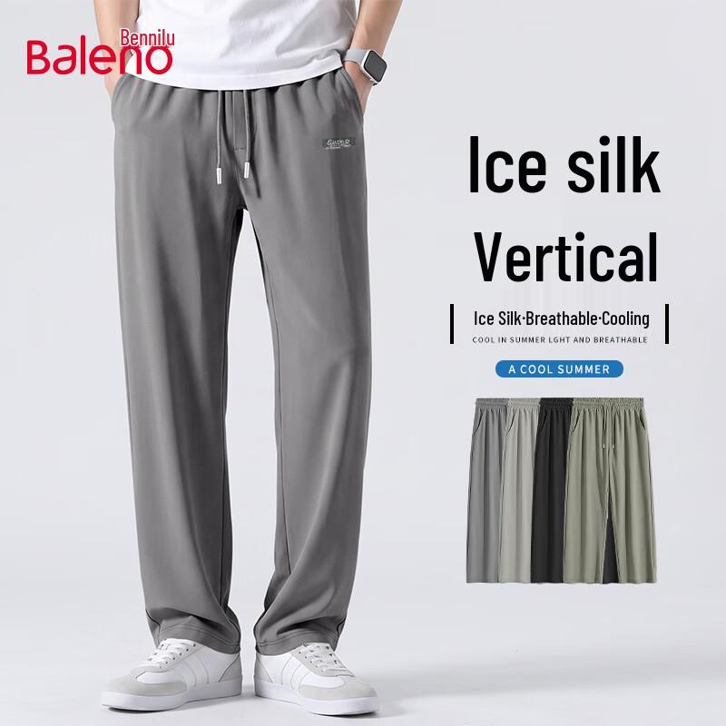 Baleno Men's Ice Silk Loose Fit Straight Pants
