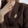 Oxidation-proof Brooch Feather Design Pin for Women Rhinestones Inlaid Sweater