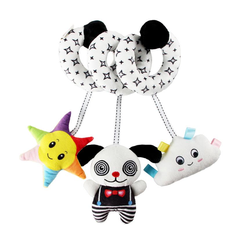 Car Seat Spiral Plush Toys, Crib Toys Spiral Activity Toy Built-in BB Device & Rattle & Sound Box, Newborn Sensory Toy Best Gift for 0 3 6 9 12 Months