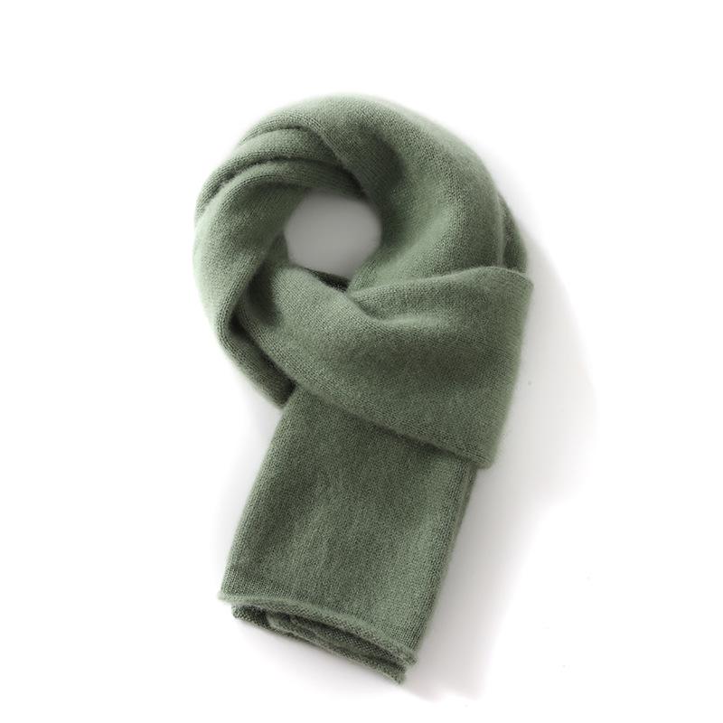 Premium 100% Cashmere Thick Knit Scarf for Parent-Child/Couples 26x152cm оливковое зеленый