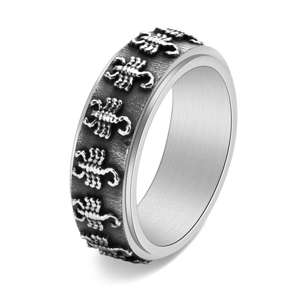 Fashionable Personality Rotatable Scorpion Ring Titanium Steel Retro Men's Niche Stress Relief Ring Jewelry