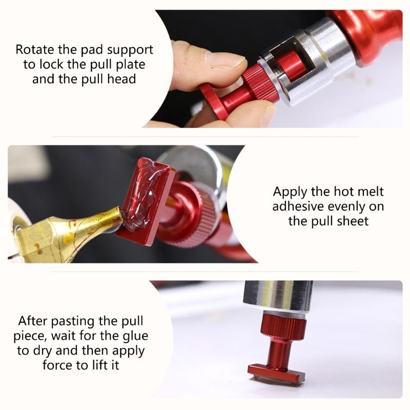 3Pcs Automotive Dent Repair Tool Gasket Lockable Puller Aluminum Drawing Plate Dent Repair Parts Reusable Puller