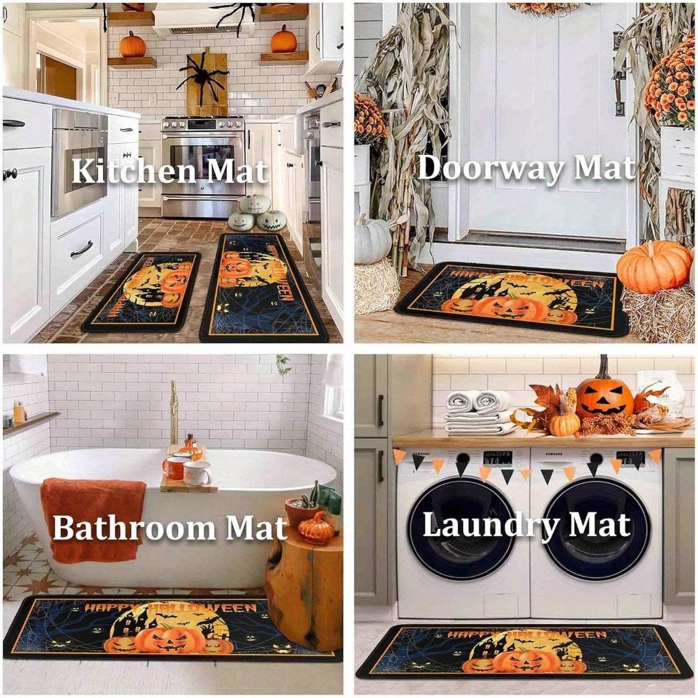1PC Halloween skull Kitchen Rug Non-Slip Door Mat Pop design Bathroom Rug Bath Mat Carpet for Home Sink Laundry Decor