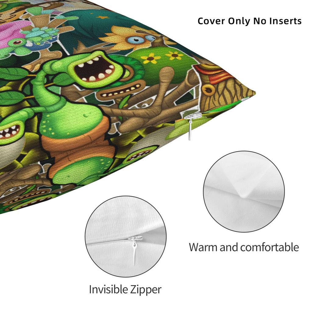My S-Singings M-Monsters Pillow Case  Kawaii Pillow Cover Graphic Pillowcases For Living Room Sofa