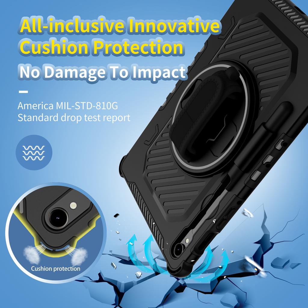 Kickstand Case for Samsung Galaxy Tab S9 FE/S9/S8/S7 PC+TPU Shockproof Tablet Cover with Hand Strap