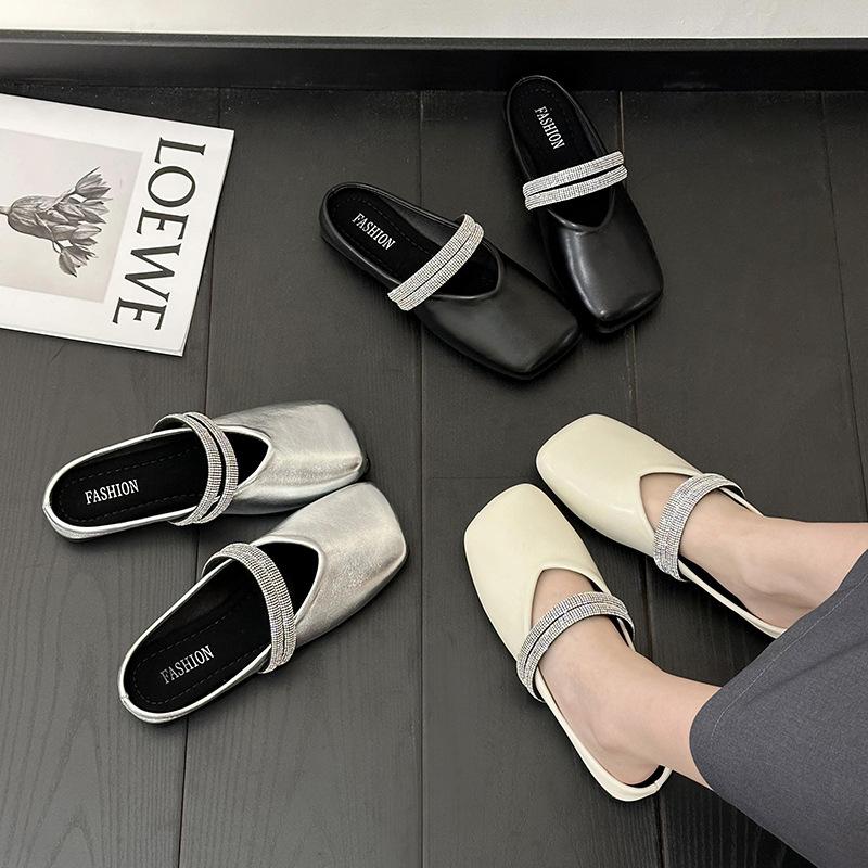 Baotou half slippers women's outer wear French flat-bottomed gentle evening sandals summer 2025 new sandals Muller shoes