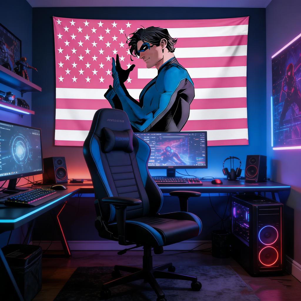 Nightwing Flag Pattern Tapestry Dorm Wall Decor Modern Stripe Hanging Decoration MultiSize High Quality Flat Print Design