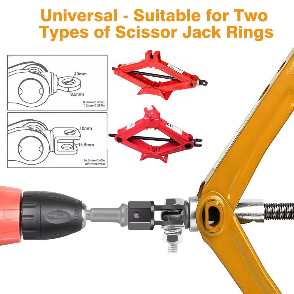 Scissor Jack Adaptor 1/2 Inch, Heavy Duty Impact Wrench Adapter Tool, Chrome Vanadium Steel Shear Jack Ball Joint Rod