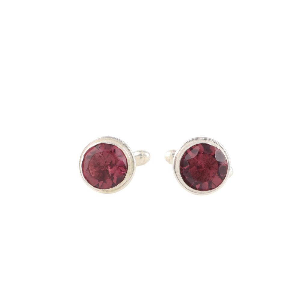 Rhodolite Gemstone 925 Sterling Silver Handmade Jewelry Designer Cufflinks 0.50" CL-4-16