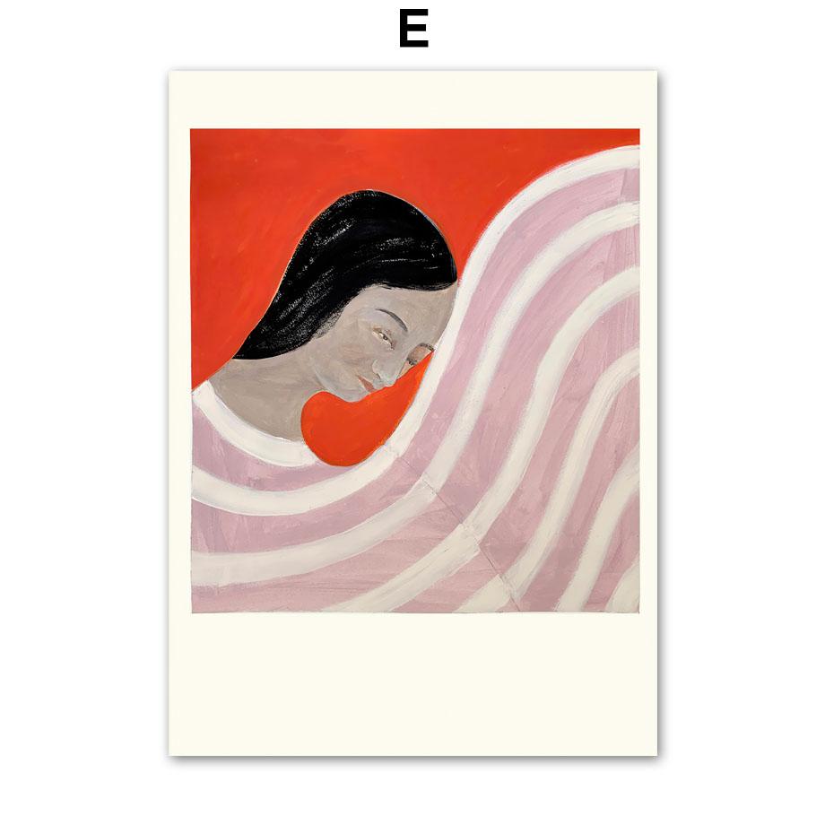 Colorful Striped Girl Lemon Vase Wall Art Canvas Painting Abstract Posters Prints Hotel Bar Wall Pictures For Living Room Decor