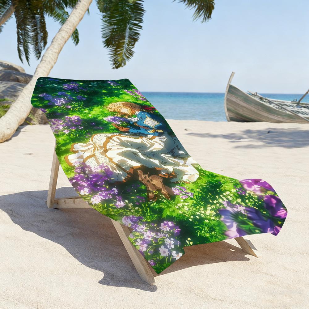 Anime V-Violet E-Evergarden Towel Sports Quick Dry Travel Camping Gear Sandproof Soft Light Large Beach Towel
