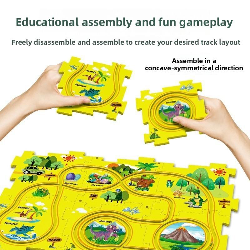 Childrens Diy Puzzle Track Car Set Toy For Creative Play Gift