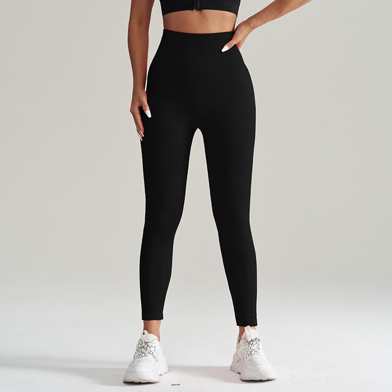 

Модные облегающие бесшовные брюки для йоги для фитнеса, женские однотонные леггинсы для йоги с высокой талией, женские облегающие сексуальные леггинсы для йоги с пуш-ап, бег трусцой 24420 S чёрный
