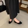 2025 new round head suede bow light mouth foot cover versatile thin commuter soft sole foot cover women's single shoes