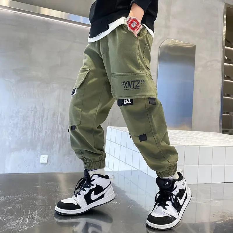 Spring & Autumn Boys' Loose Trendy Overalls - Medium & Large Casual Pants for Students