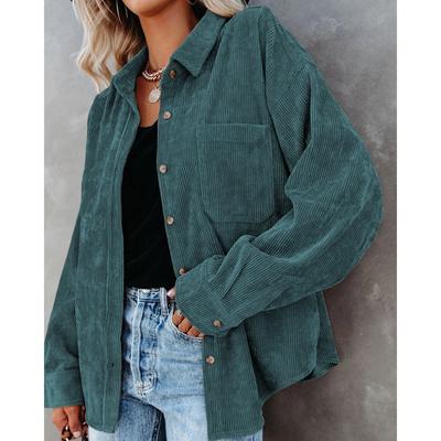 Autumn and Winter Loose Casual Corduroy Women's Blouses & Shirts