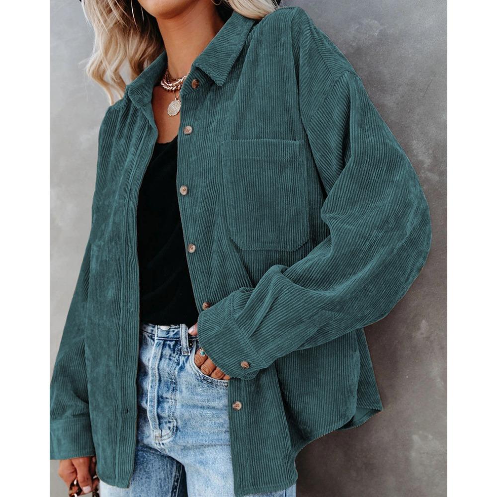 Autumn and Winter Loose Casual Corduroy Women's Blouses & Shirts