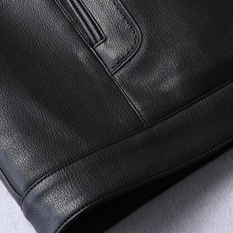 Men's Plus Size Fleece-Lined Stand Collar PU Leather Jacket