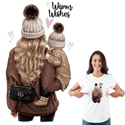 Desejos calorosos da mãe Patches para passar roupas de família A-Level Hoodies laváveis Tops DIY Imprensa térmica Vinil Patches Transferência