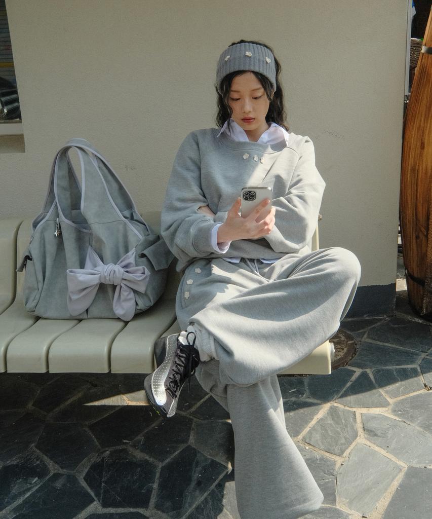 SIWL107 Crochet Sweat Pants (Melange Gray)