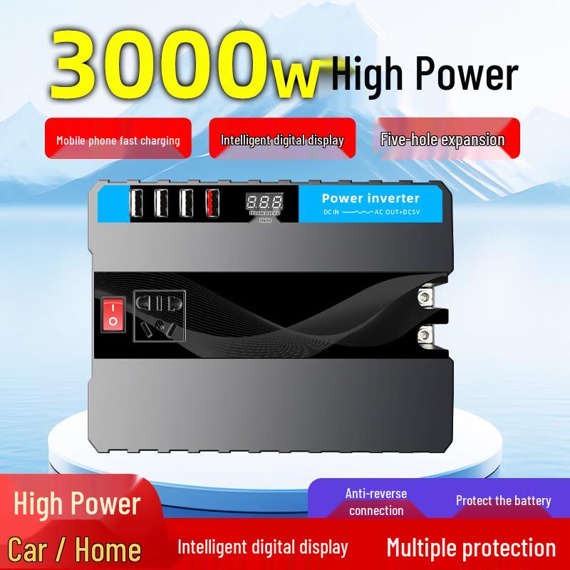 Bayou 3000W 12V to 220V Car Power Inverter 118x185x40mm черный