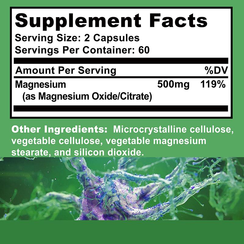 Highly Absorbable Magnesium Complex Supplement, Containing a Mixture of Magnesium Oxide and Magnesium Citrate, for Nutritional Supplementation.