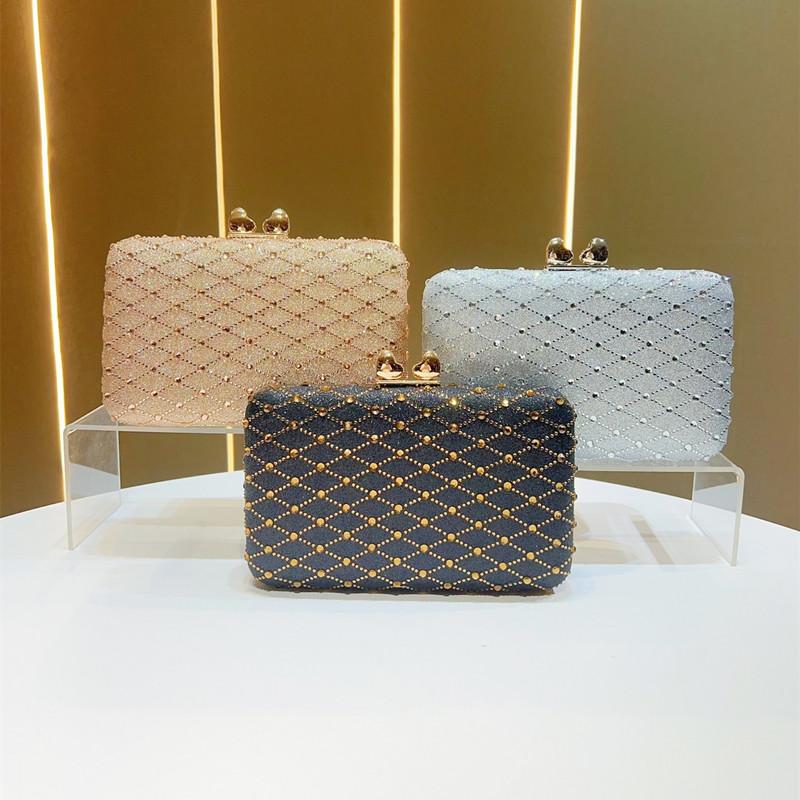 2025 Luxury Women Rhombus Pattern Diamond Evening Clutch Bag Elegant Rhinestone Wedding Party Handbag Fashionable Crossbody Bag