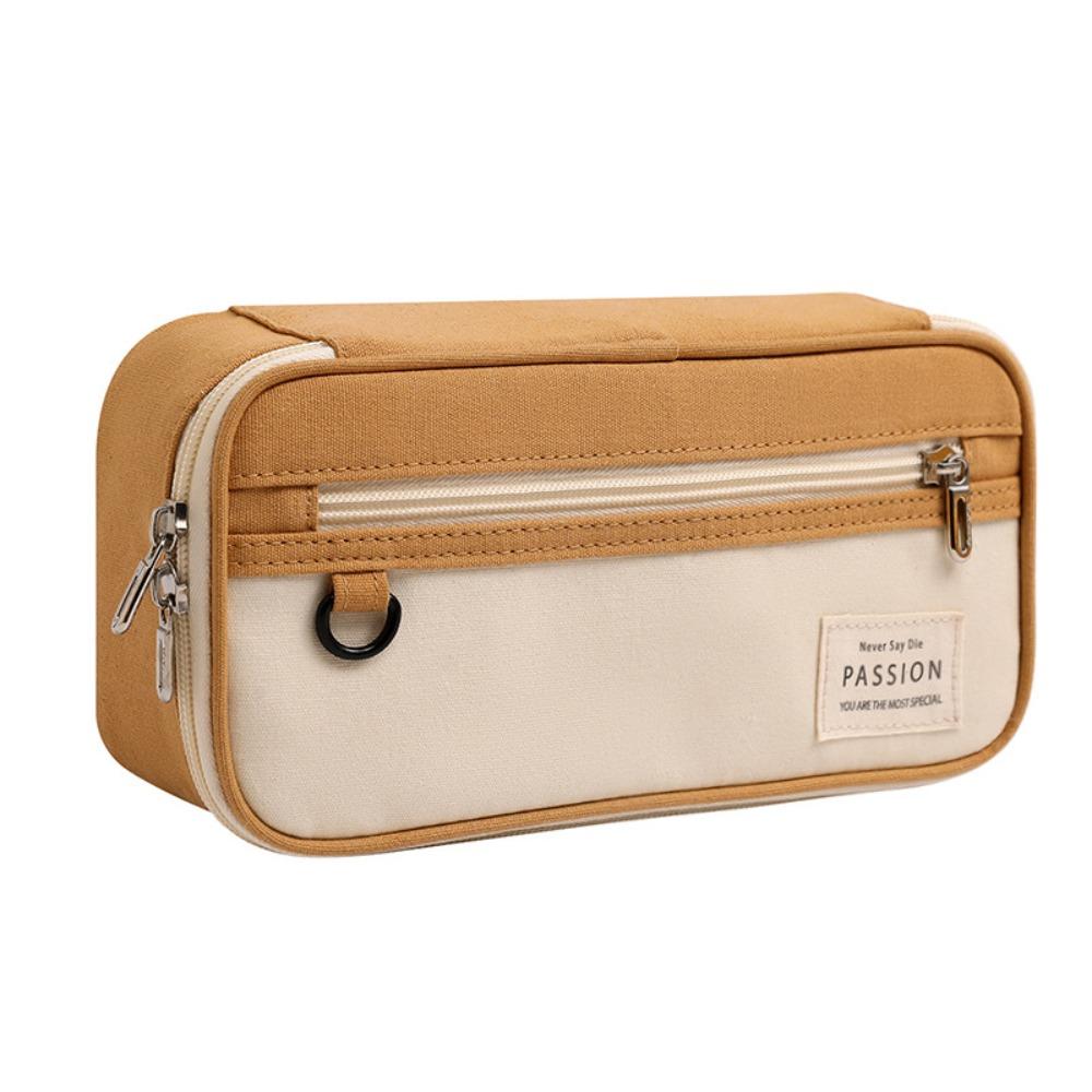 Simple Design Pen Bag Large Capacity Double-Layer Stationery Box Durable Flap School Bag Student Use School Supplies