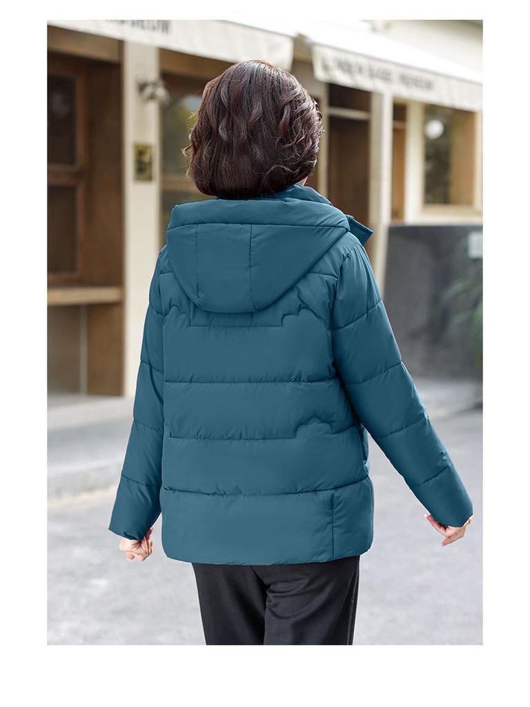 Women's Short Winter Coat - Warm, Thick Cotton for Middle-aged & Elderly (60-70 years)