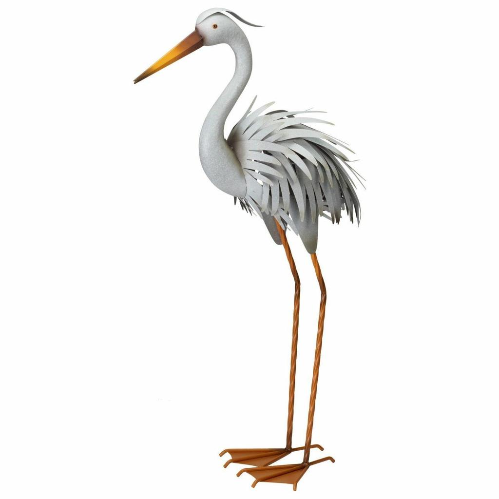 Dekorative Metall-Reiherfigur 78,5 cm - Elegante Figur für den Garten