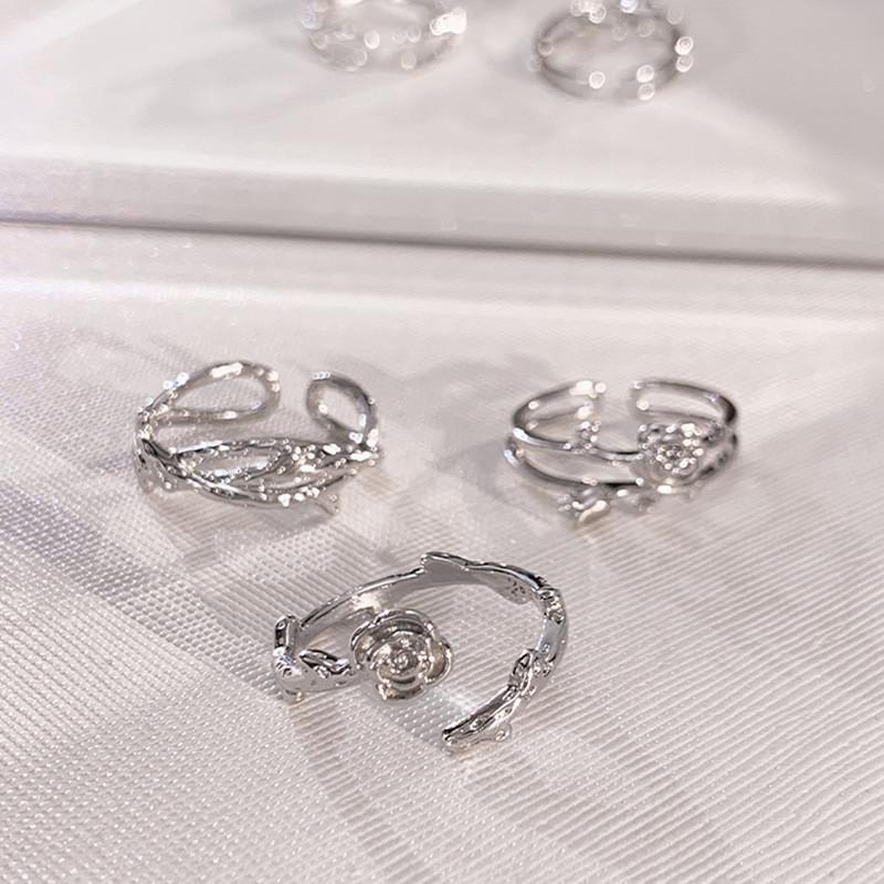 Elegant Copper Geometric Design Adjustable Open Ring For Women Couples Fashion