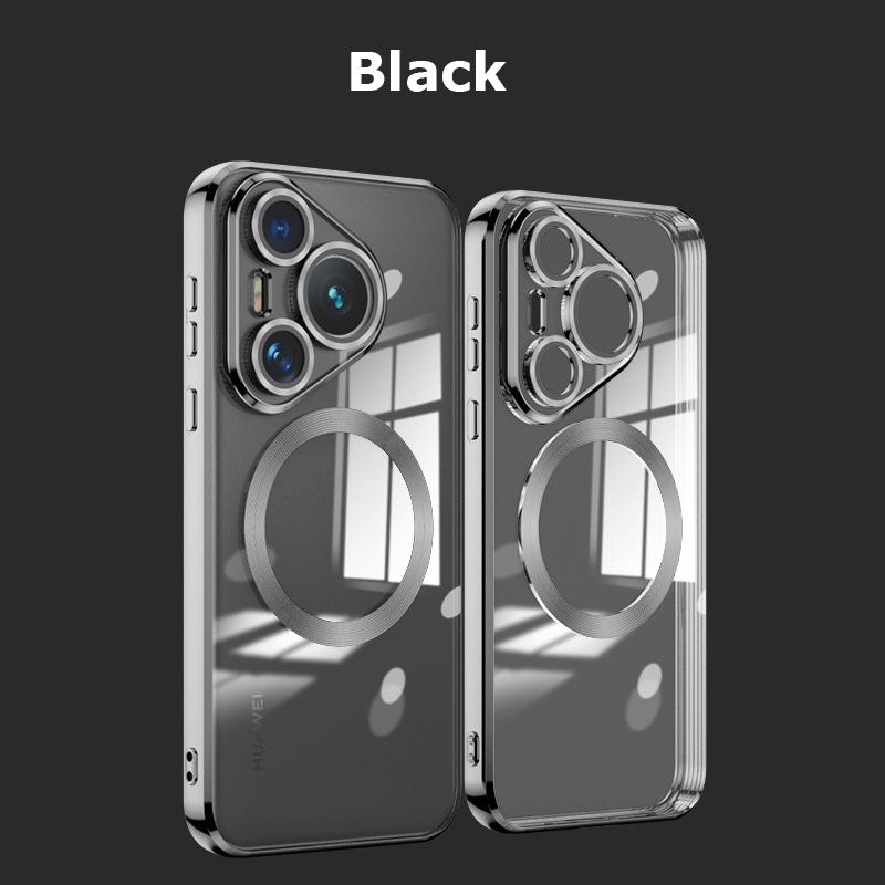 

Для Huawei Pura 70 P70 Pro Plus Magsafe Case Прозорий гальванічний силіконовий магнітний бездротовий зарядний корпус Протиударний чохол Pura 70 Pro чорний