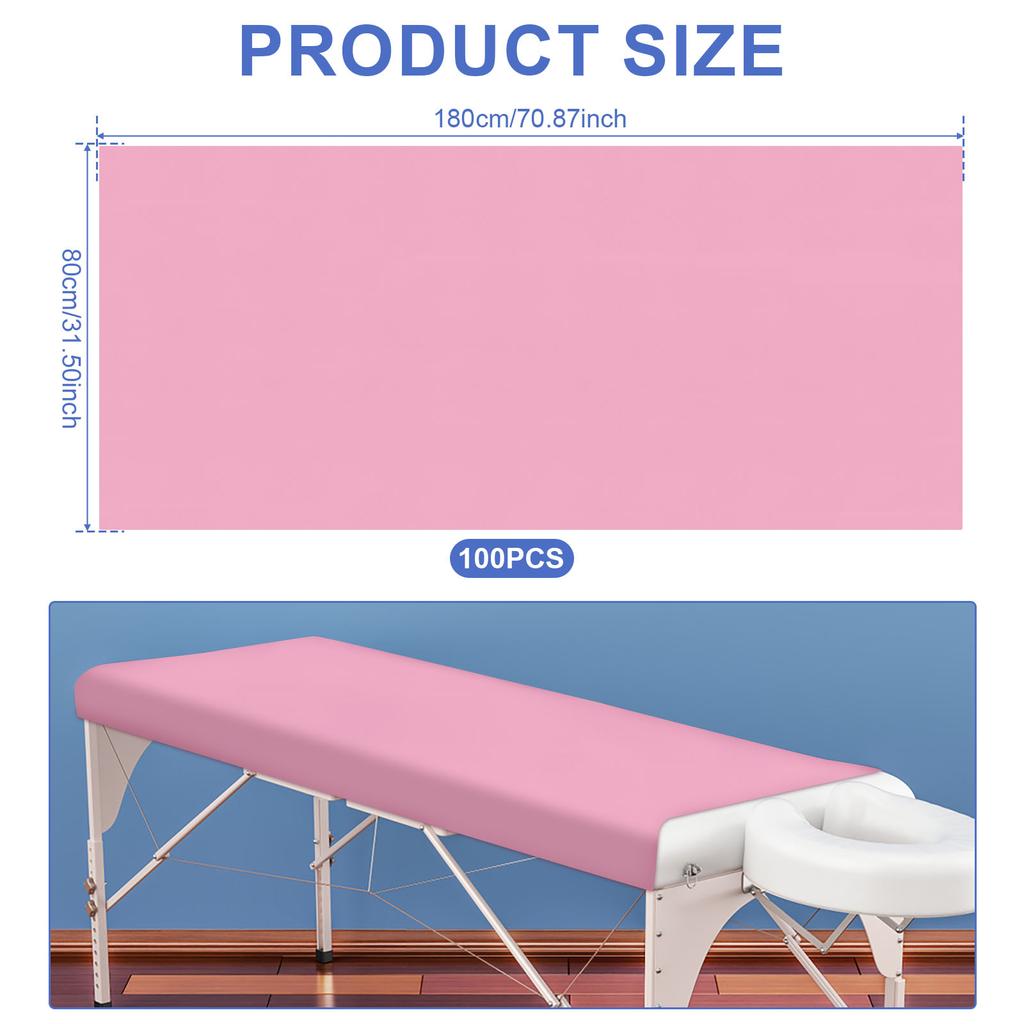 100 Stück Einweg-Bettlaken 80x180cm Vliesstoff Abdeckung für Massageliegen im Spa Bequem Atmungsaktiv Salon-Bettlaken für Reise Hotel