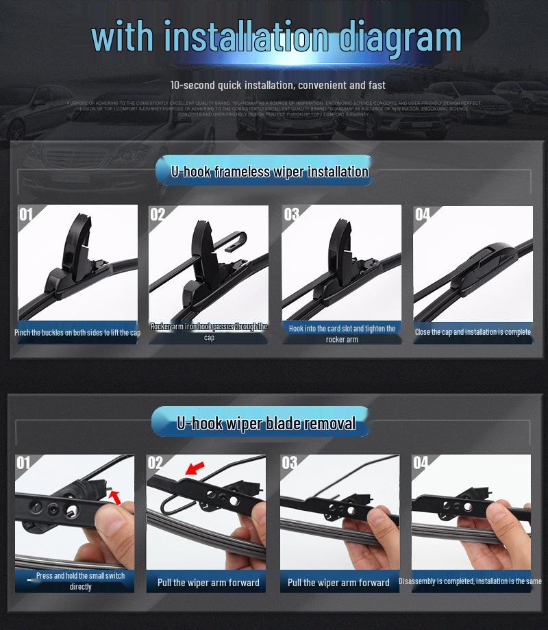 Frameless Universal Wiper Blade for Volkswagen Jetta - Multifunctional 6-Layer Design