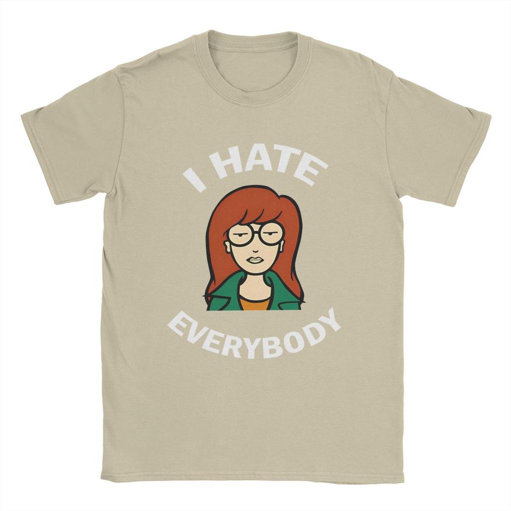 Herren T-Shirt Cartoon D-Darias Ich hasse alle Humor Baumwolle T-Shirt Kurzarm Starke Tapferkeit MTV T-Shirt Rundhals Oberteile Geschenk