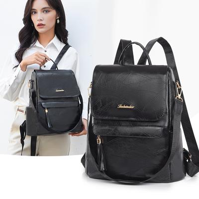 Retro Elegant Temperament Backpack Women's Multi-functional Anti-theft Commuter Backpack Simple Design Portable Shoulder Bag