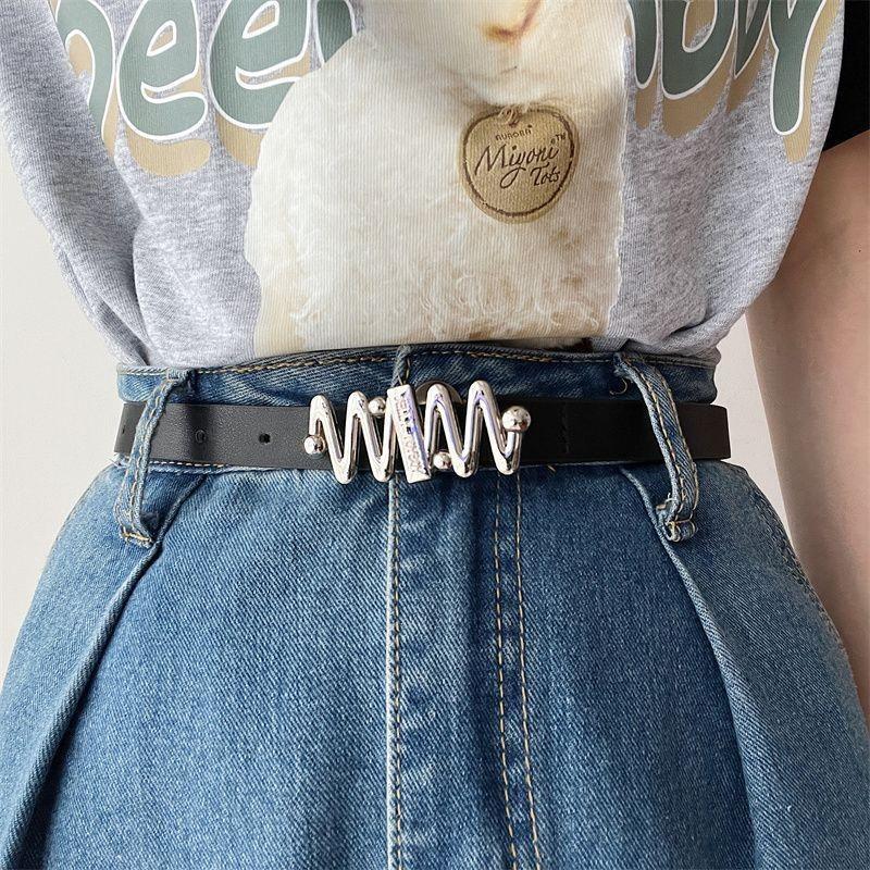 Trendy Womens Black Belt With Decorative Touches And Smooth Buckle For Summer Wear